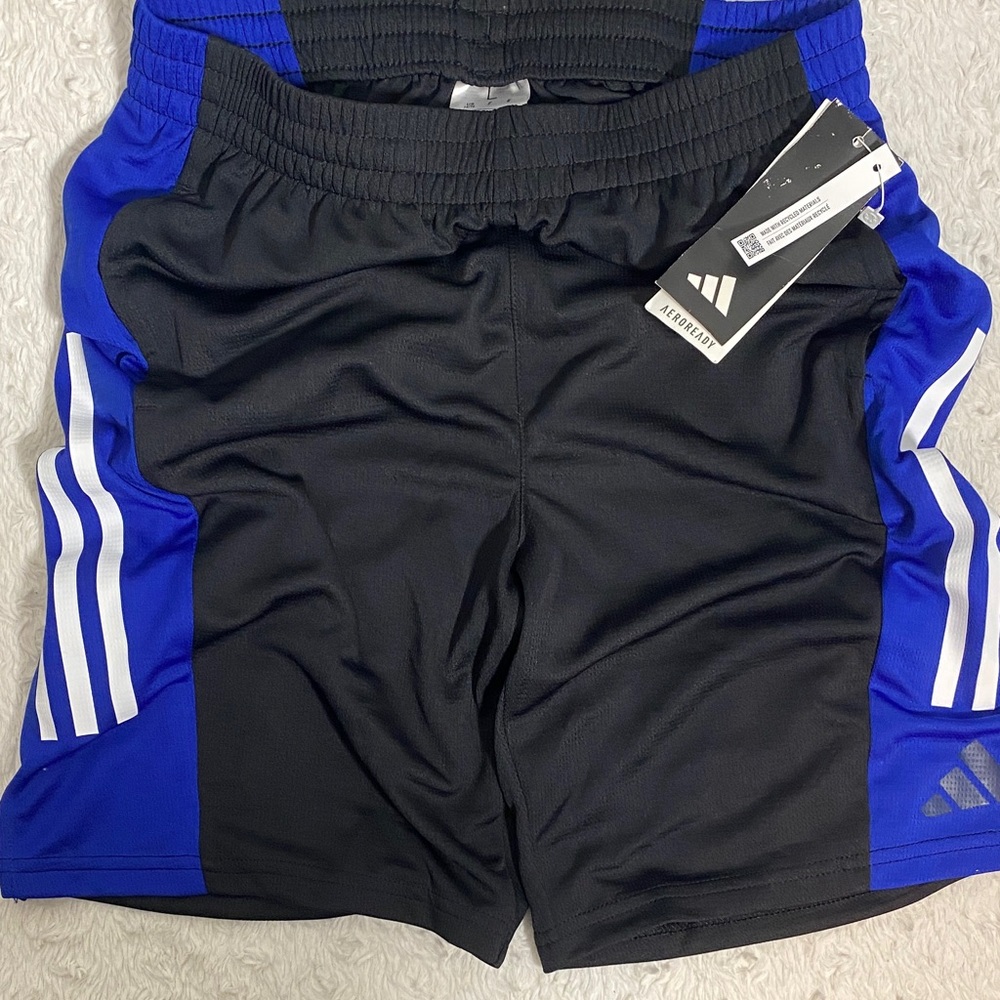 Adidas Boy’s Black and Royal Blue Sports Shorts NWT